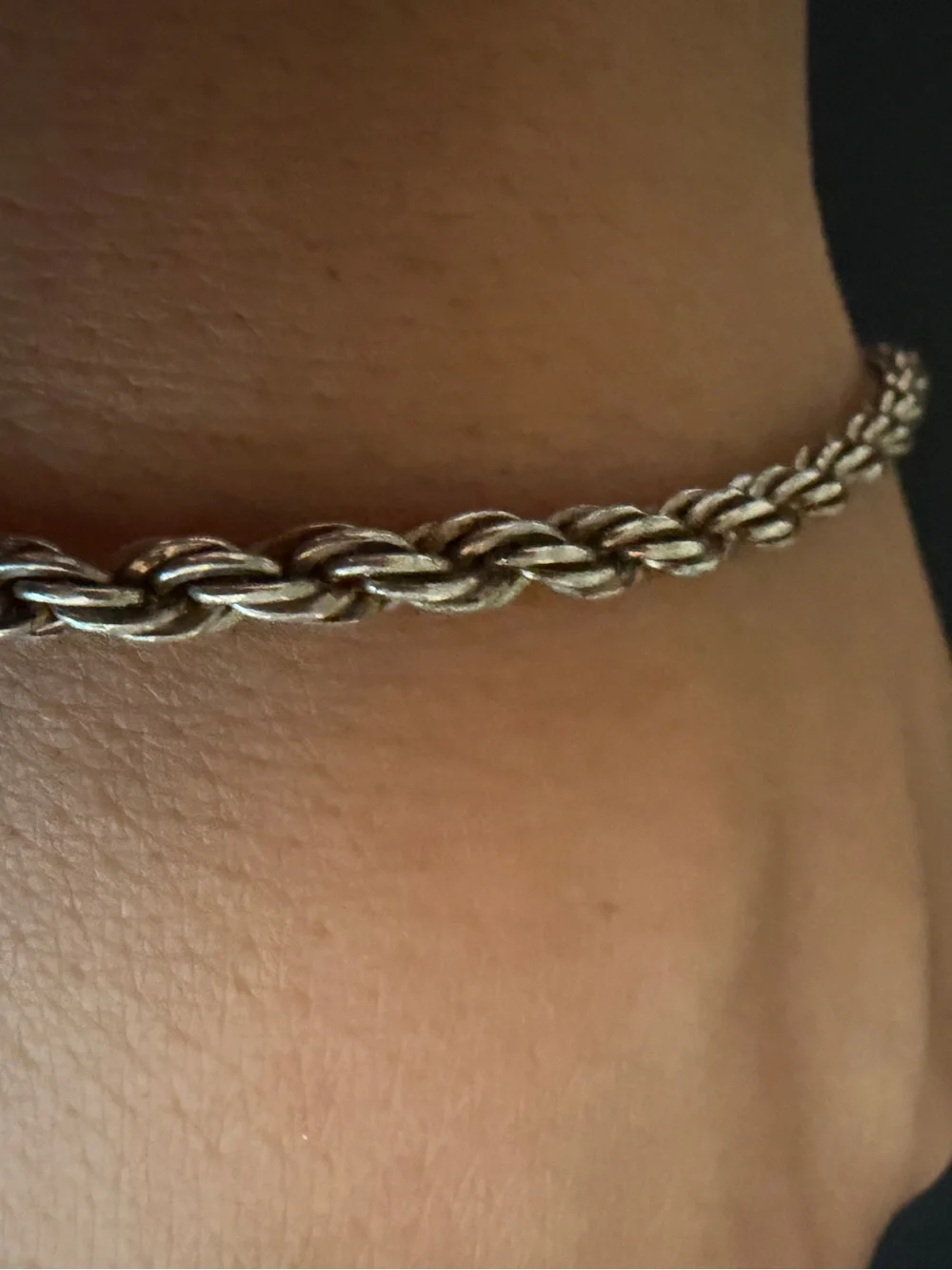 Thick sterling silver braided rope bracelet
